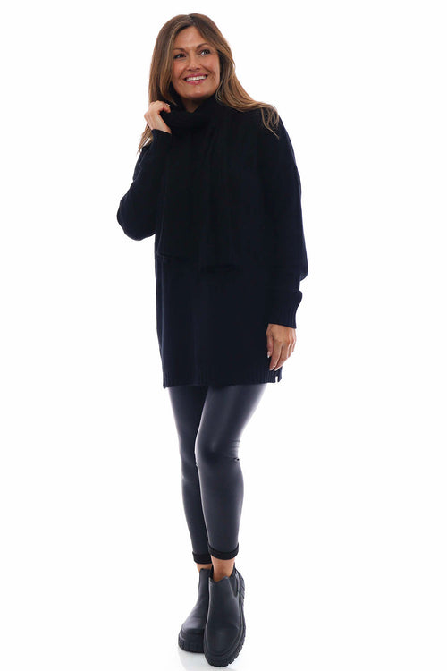 Odalis Scarf Knitted Jumper Black
