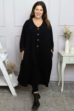 Amina Needlecord Dress Black