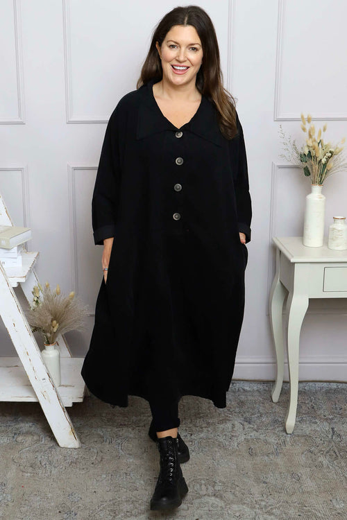 Amina Needlecord Dress Black