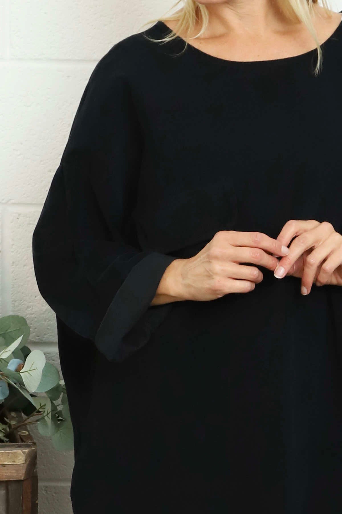 Selene Needlecord Pocket Top Black