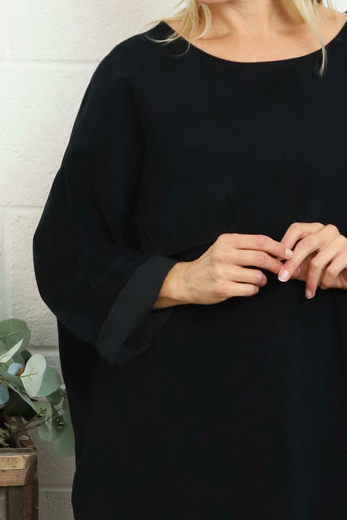 Selene Needlecord Pocket Top Black - Image 3