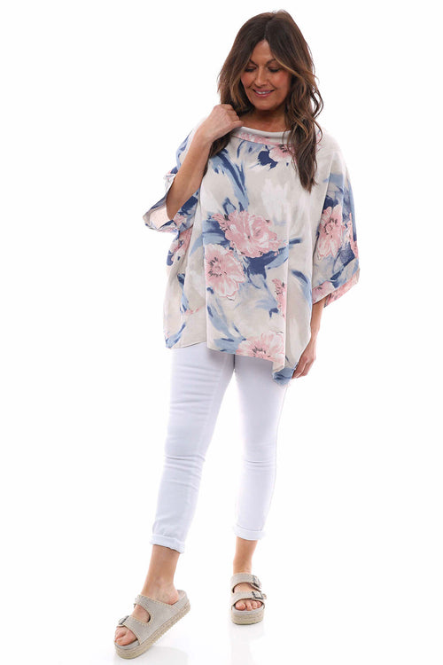 Eastyn Floral Linen Top Stone - Image 1