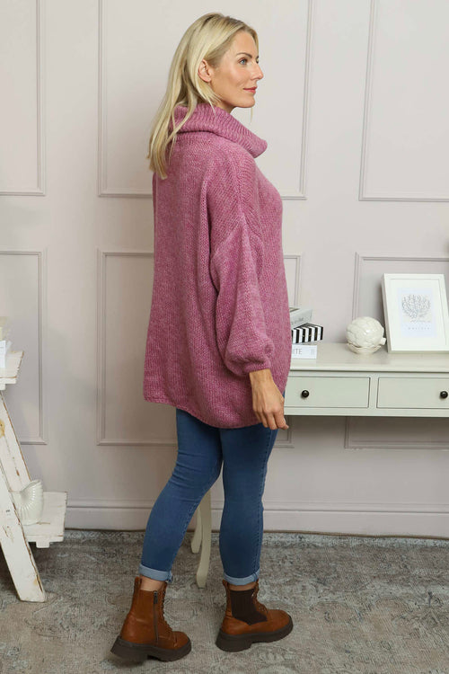 Layana Polo Neck Knitted Jumper Pink - Image 4