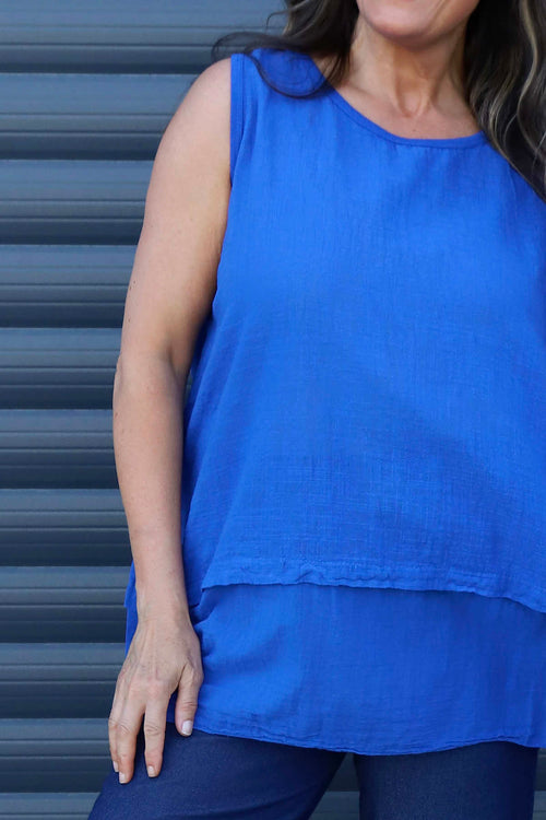 Perla Sleeveless Cotton Top Cobalt - Image 3