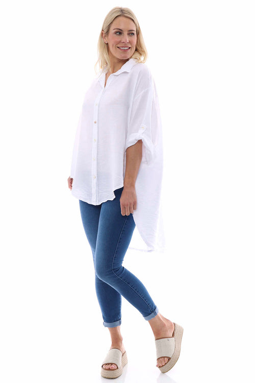 Laurelia Dipped Hem Shirt White - Image 1