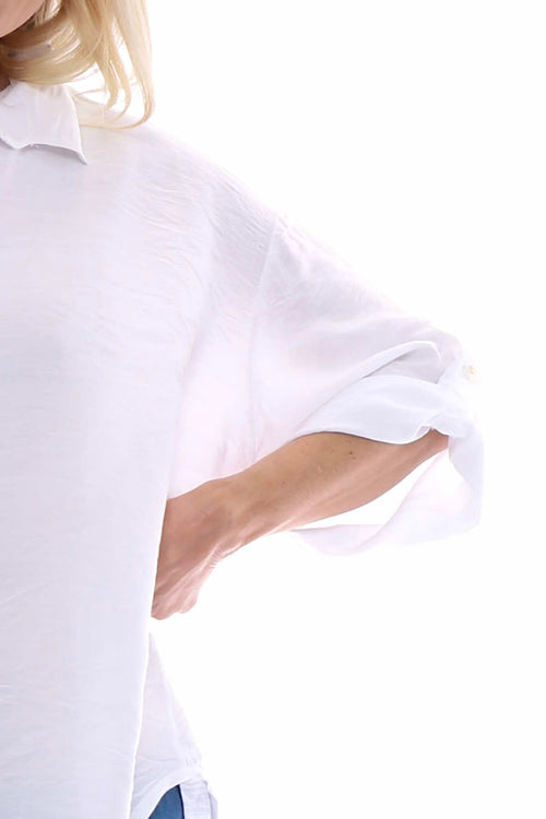 Laurelia Dipped Hem Shirt White - Image 3