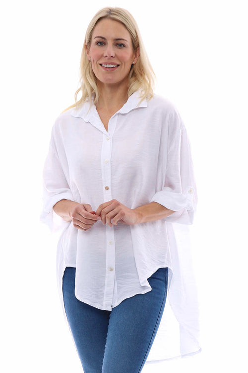 Laurelia Dipped Hem Shirt White - Image 4