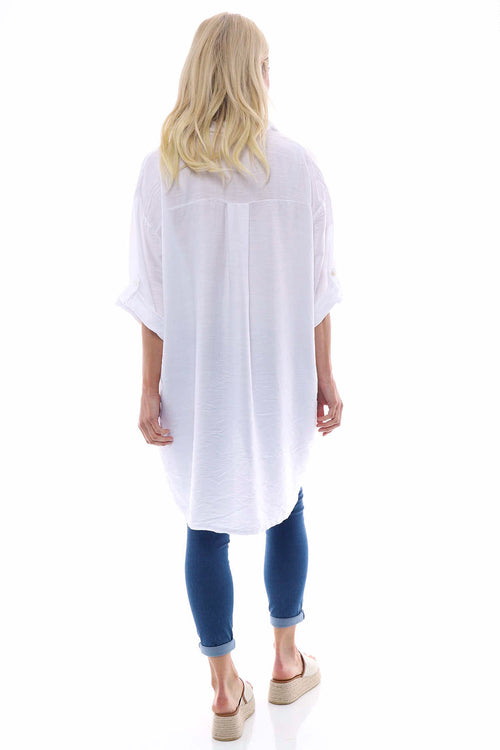 Laurelia Dipped Hem Shirt White - Image 7