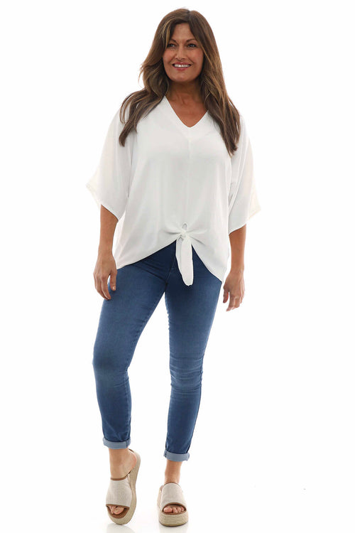 Hanette Tie Front Top White