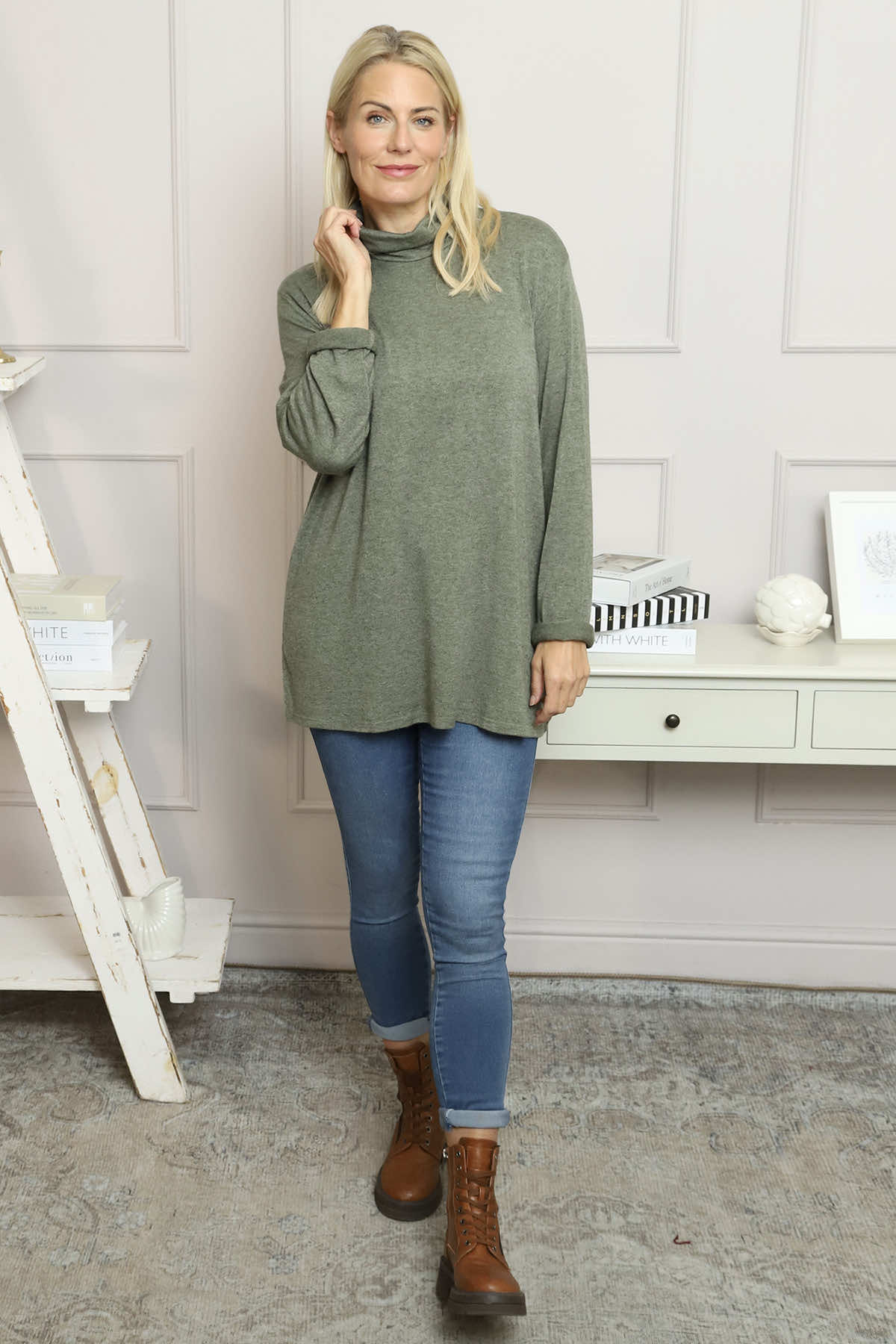 Lillian Polo Neck Jumper Khaki