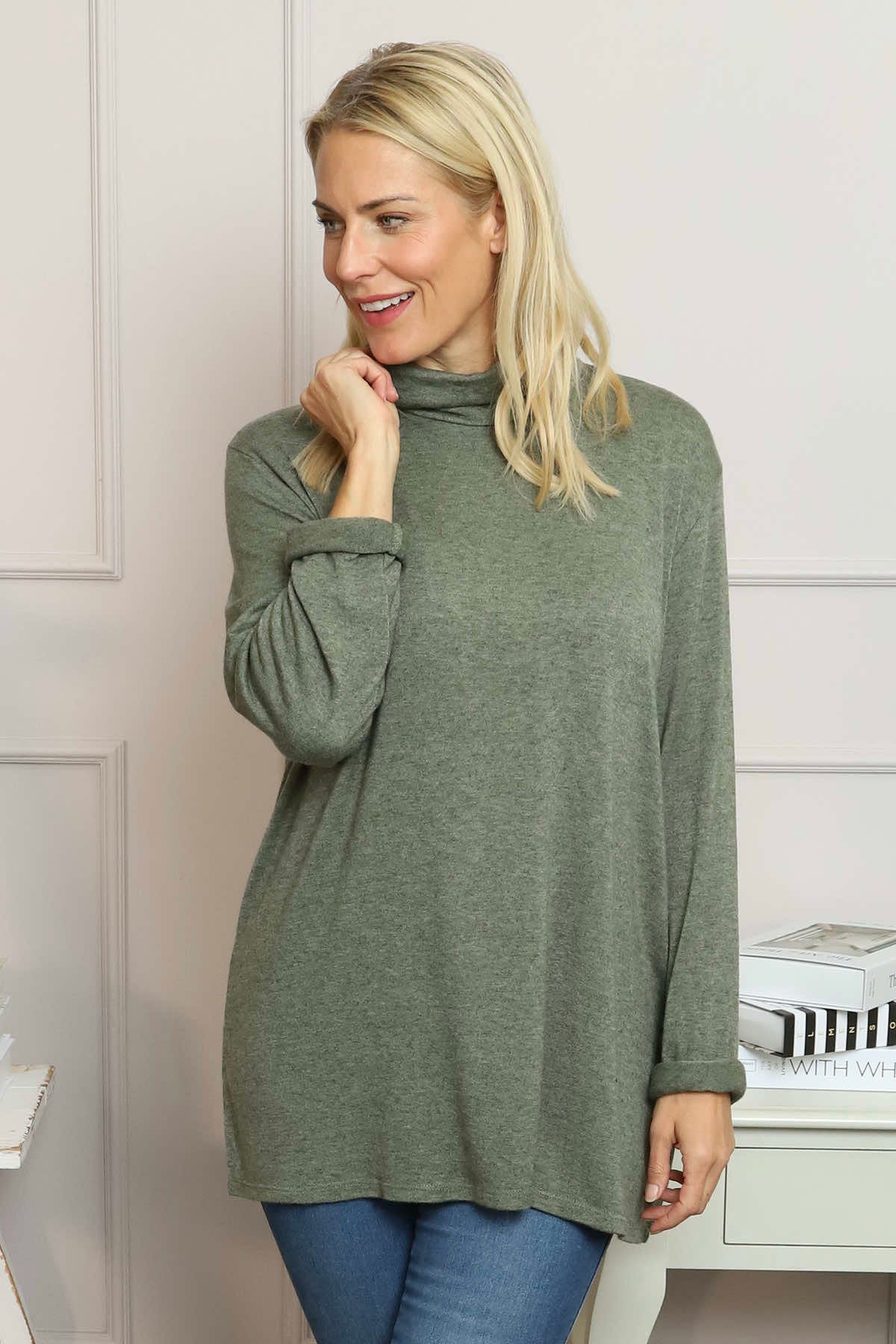 Lillian Polo Neck Jumper Khaki