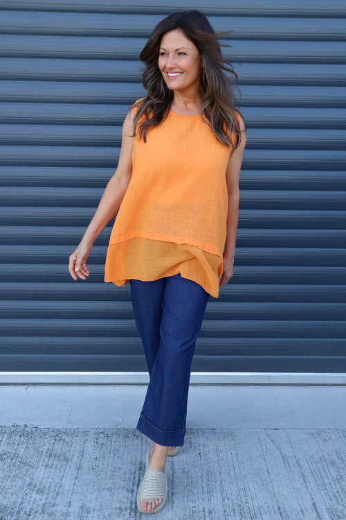 Perla Sleeveless Cotton Top Orange - Image 2