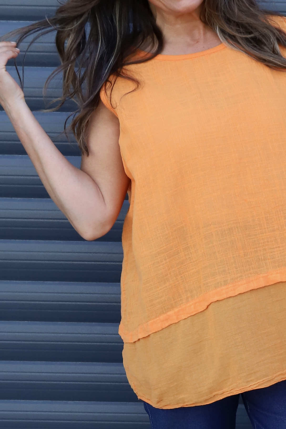 Perla Sleeveless Cotton Top Orange
