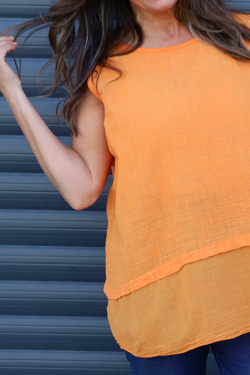 Perla Sleeveless Cotton Top Orange - Image 3