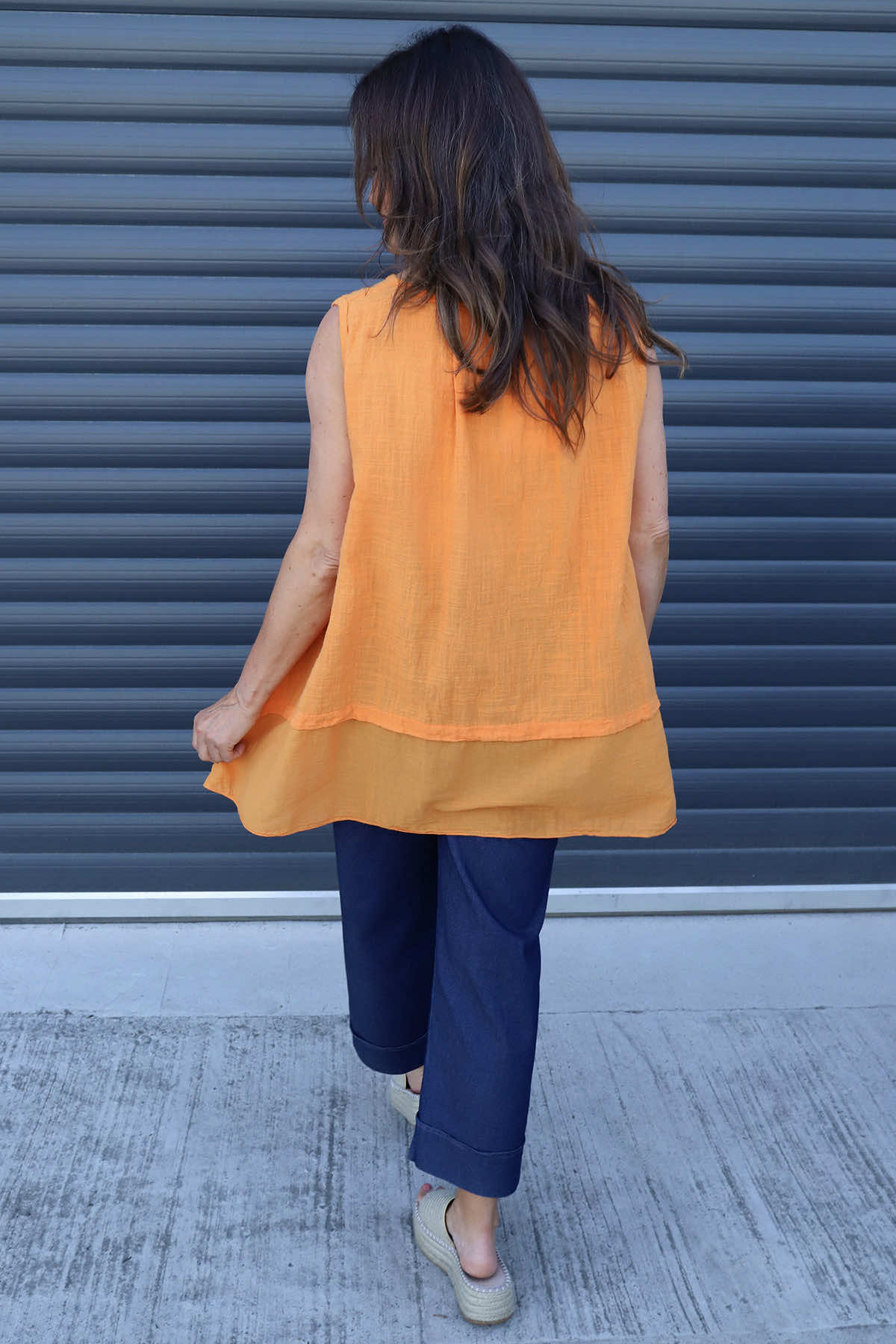 Perla Sleeveless Cotton Top Orange