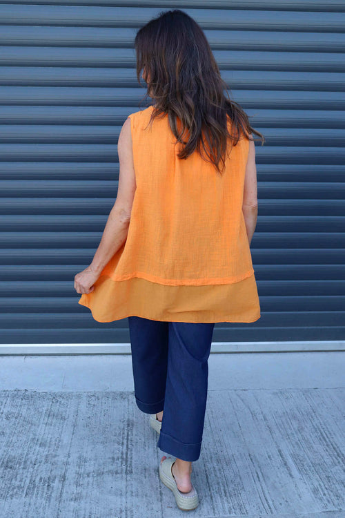 Perla Sleeveless Cotton Top Orange - Image 4
