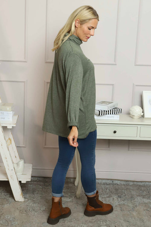 Lillian Polo Neck Jumper Khaki - Image 4