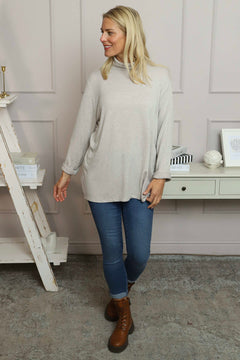 Lillian Polo Neck Jumper Stone