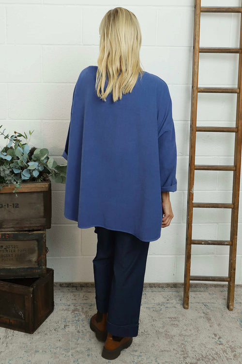 Selene Needlecord Pocket Top Blue - Image 4