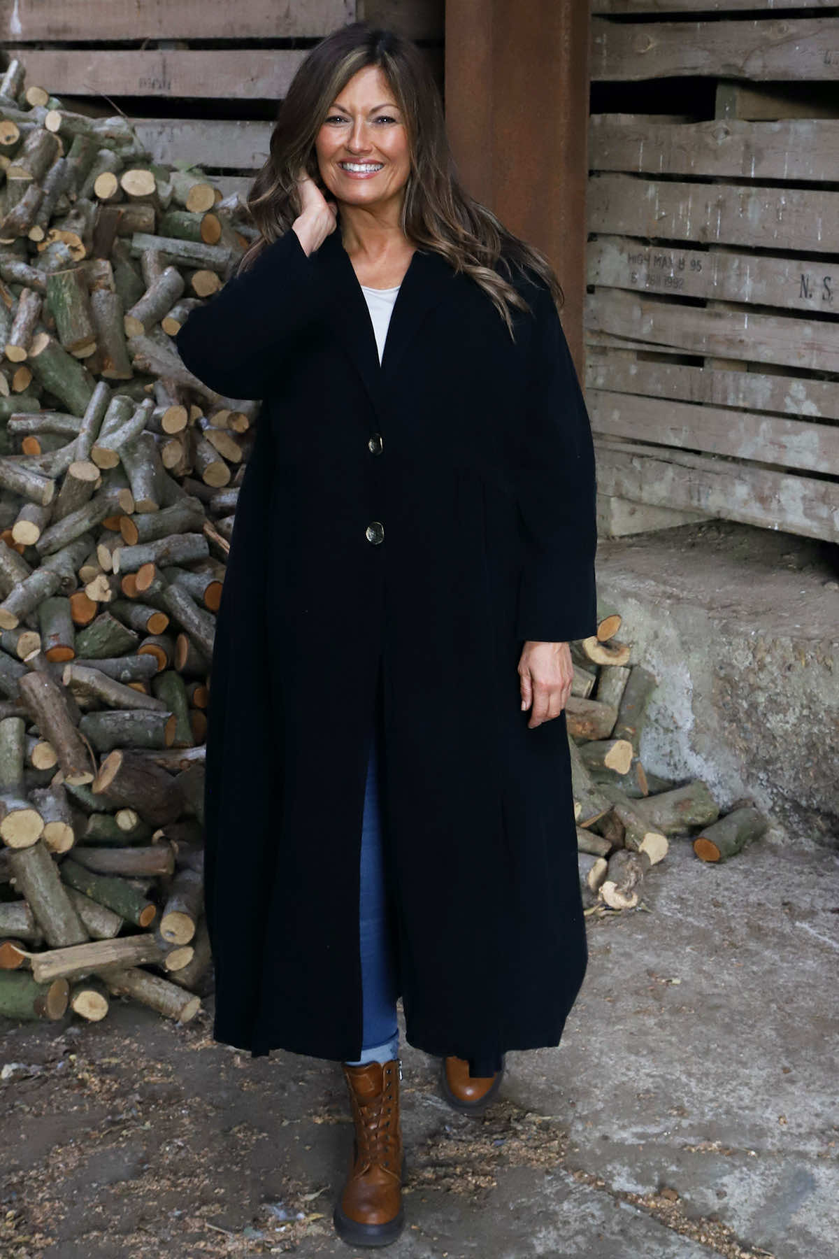 Meryl Long Needlecord Jacket Black