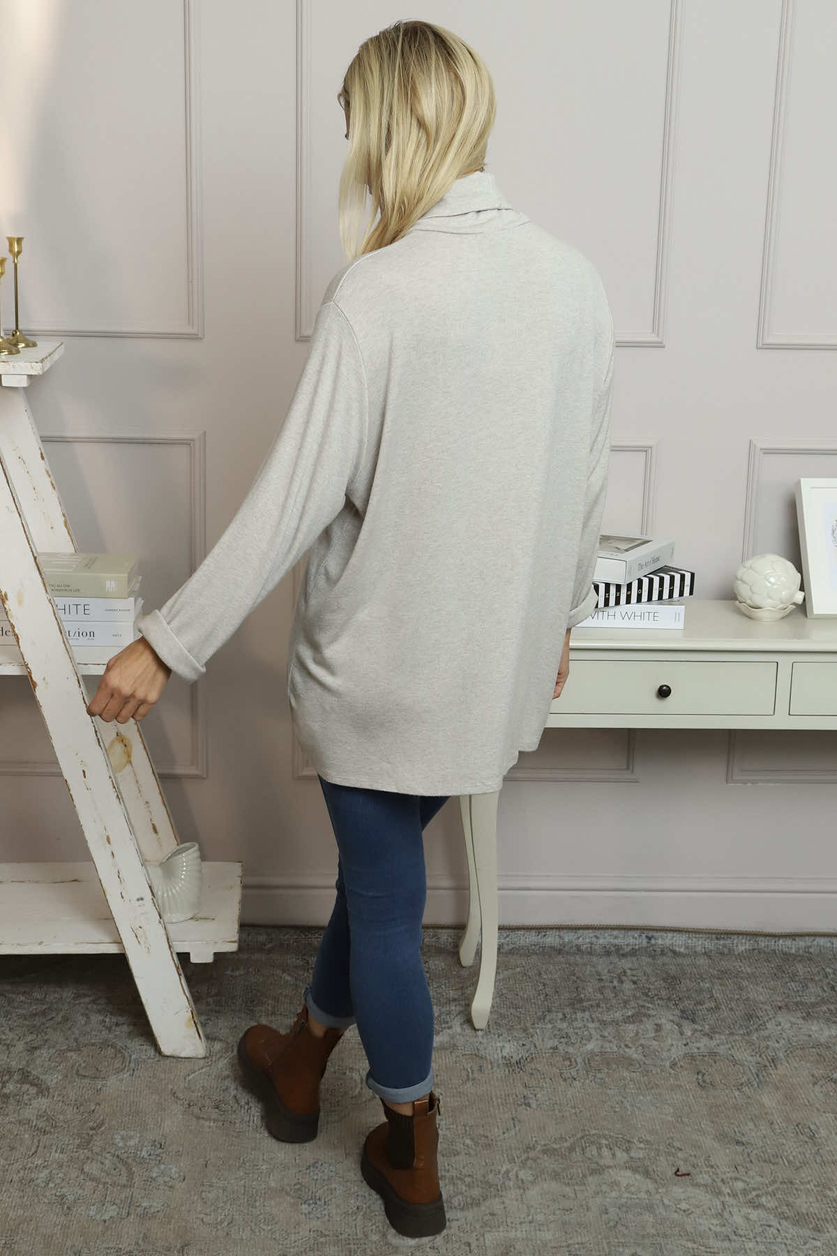 Lillian Polo Neck Jumper Stone