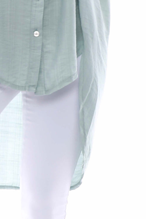 Laurelia Dipped Hem Shirt Sage Green - Image 2