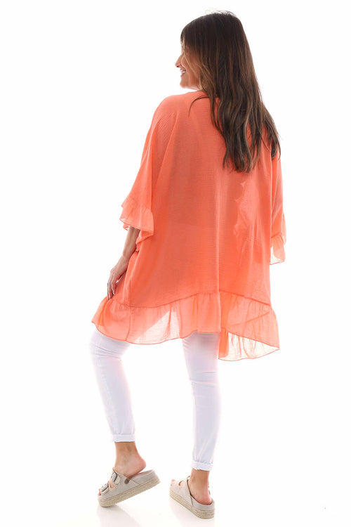 Cheyenne Frill Crinkle Cotton Top Coral - Image 6