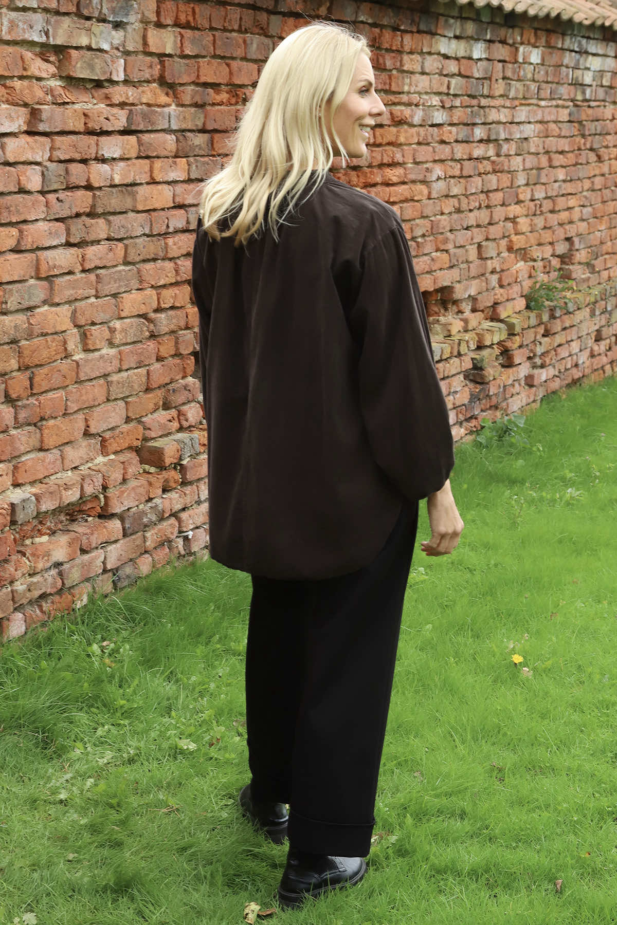 Keely Button Needlecord Top Cocoa