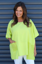 Cressida Crochet Detail Linen Top Lime Lime - Cressida Crochet Detail Linen Top Lime