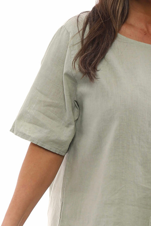 Dalia Frill Linen Top Khaki - Image 2