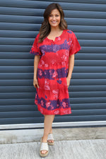 Erminia V-Neck Print Cotton Tunic Red Red - Erminia V-Neck Print Cotton Tunic Red