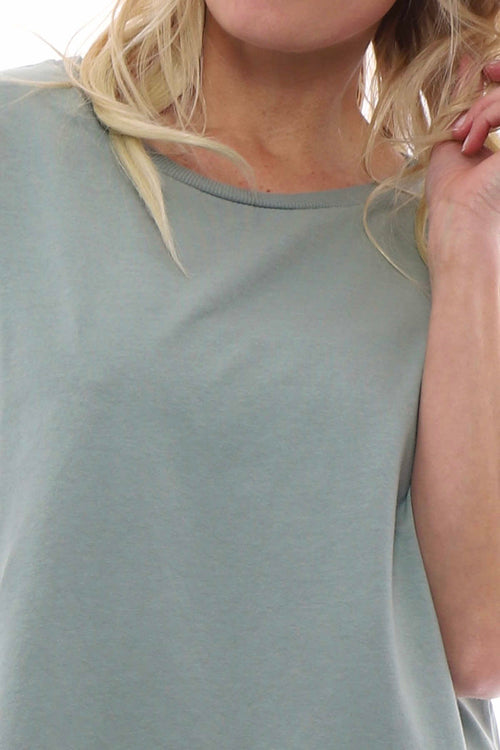 Rebecca Rolled Sleeve Top Light Khaki - Image 3