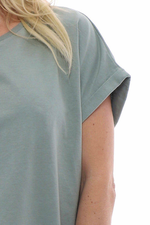 Rebecca Rolled Sleeve Top Light Khaki - Image 4