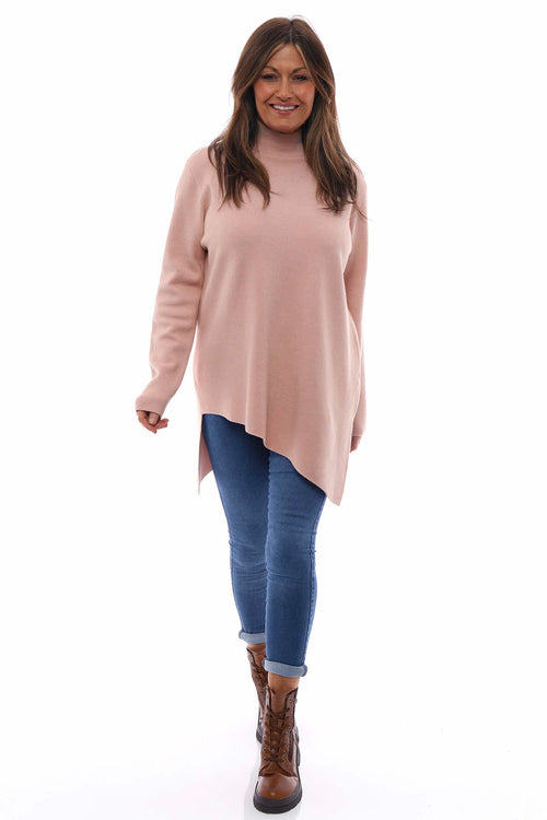 Covie Asymmetric Knitted Jumper Pink