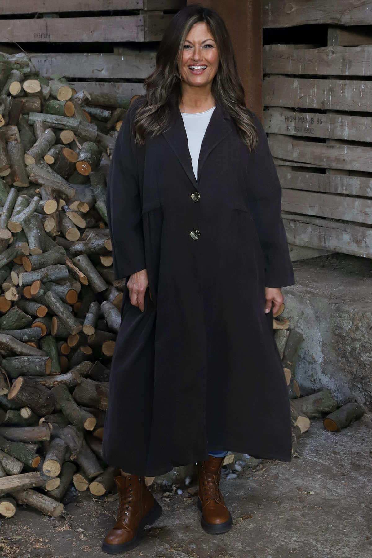 Meryl Long Needlecord Jacket Cocoa