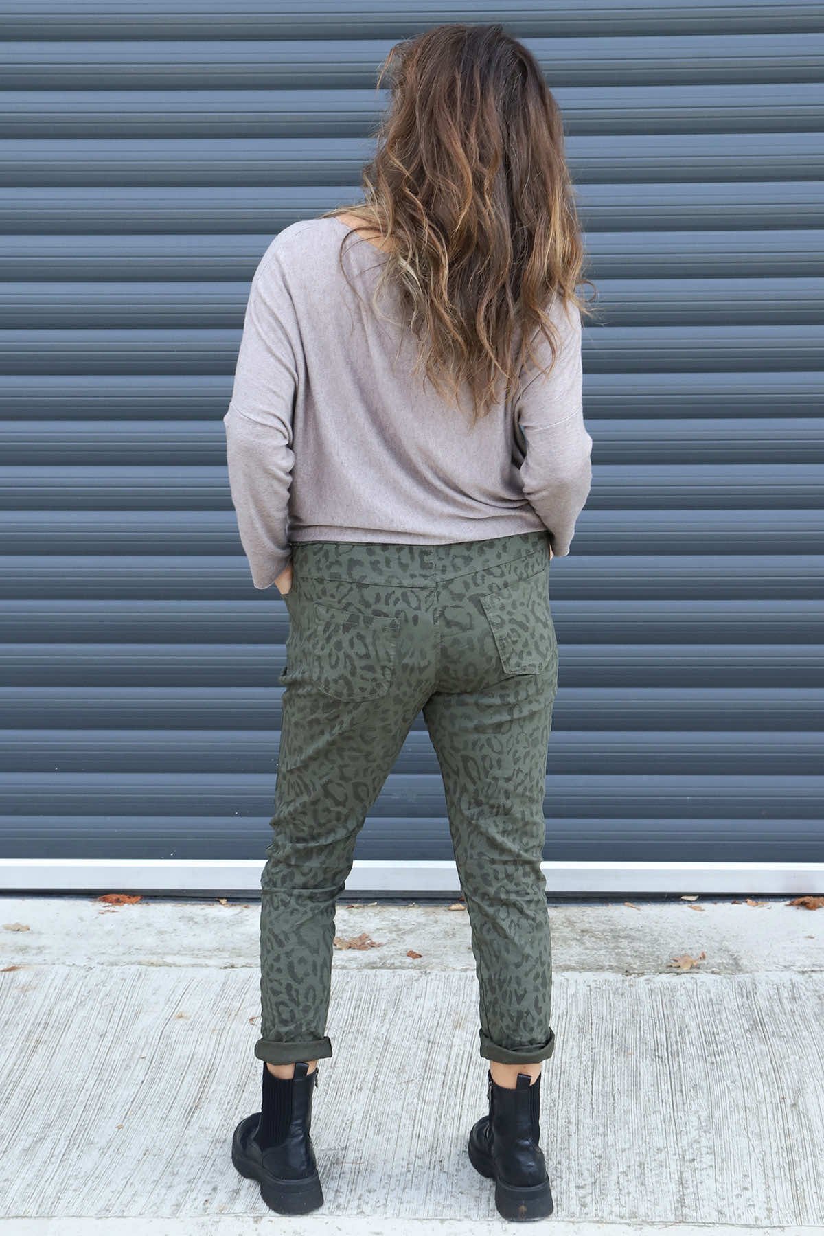 Yarwell Leopard Print Joggers Khaki