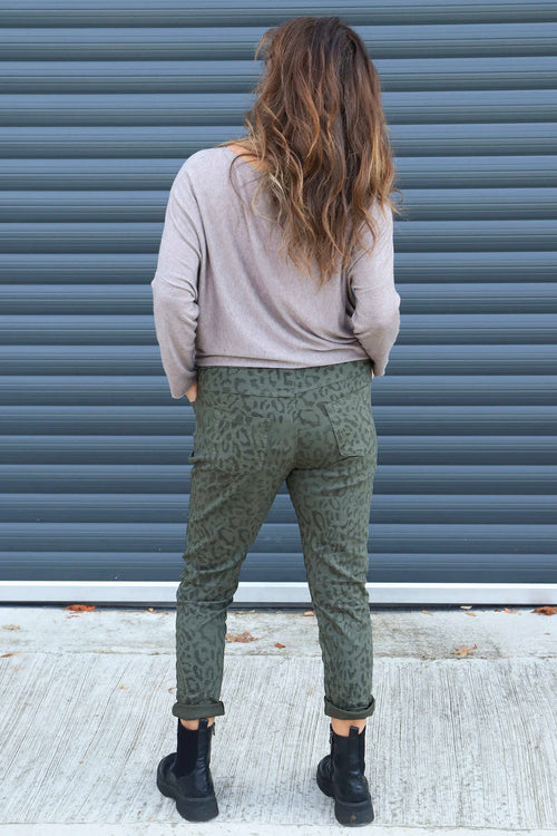 Yarwell Leopard Print Joggers Khaki - Image 4