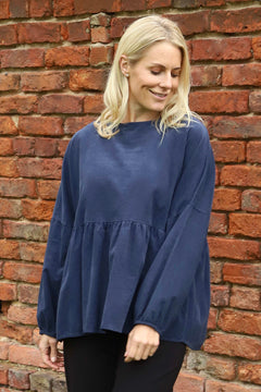 Geraldine Needlecord Top Navy