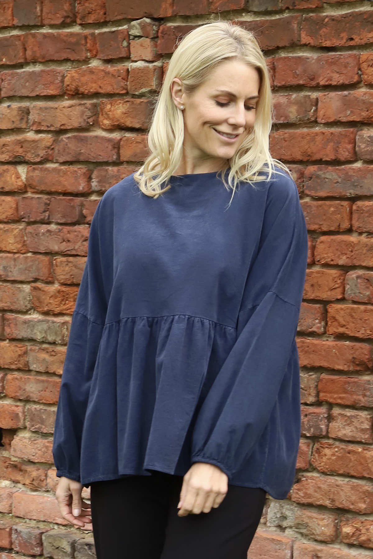 Geraldine Needlecord Top Navy