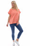Rebecca Rolled Sleeve Top Coral