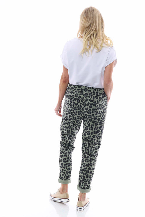 Minskip Leopard Print Jersey Pants Light Khaki - Image 5