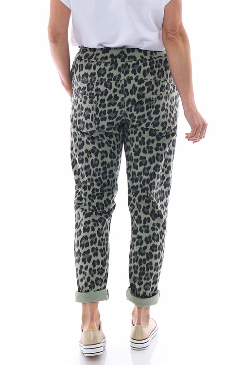 Minskip Leopard Print Jersey Pants Light Khaki - Image 6