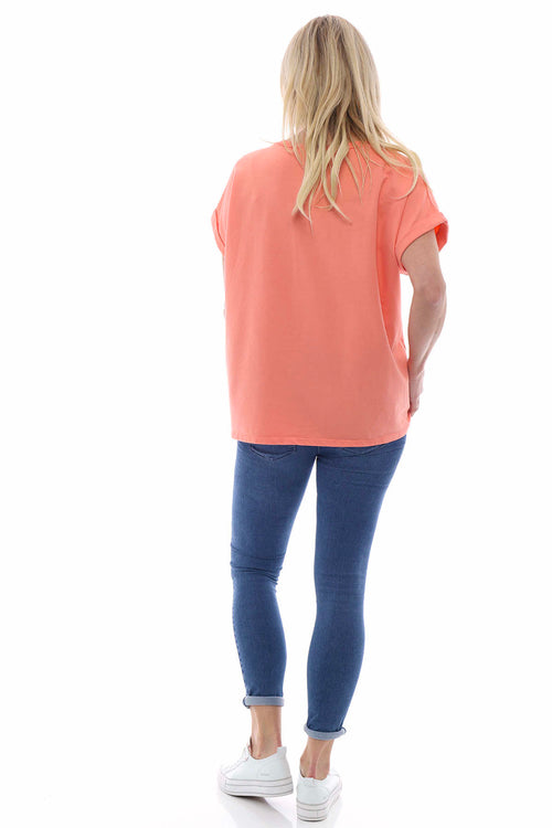 Rebecca Rolled Sleeve Top Coral - Image 6