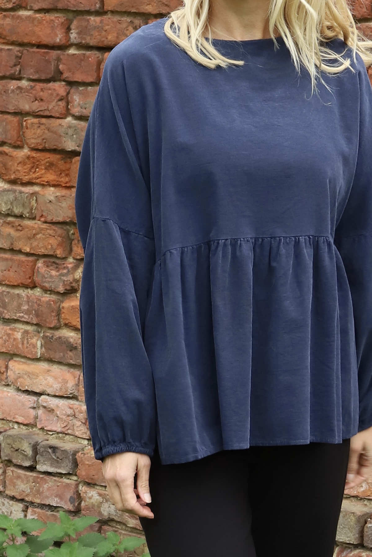 Geraldine Needlecord Top Navy