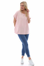 Rebecca Rolled Sleeve Top Blush Blush - Rebecca Rolled Sleeve Top Blush