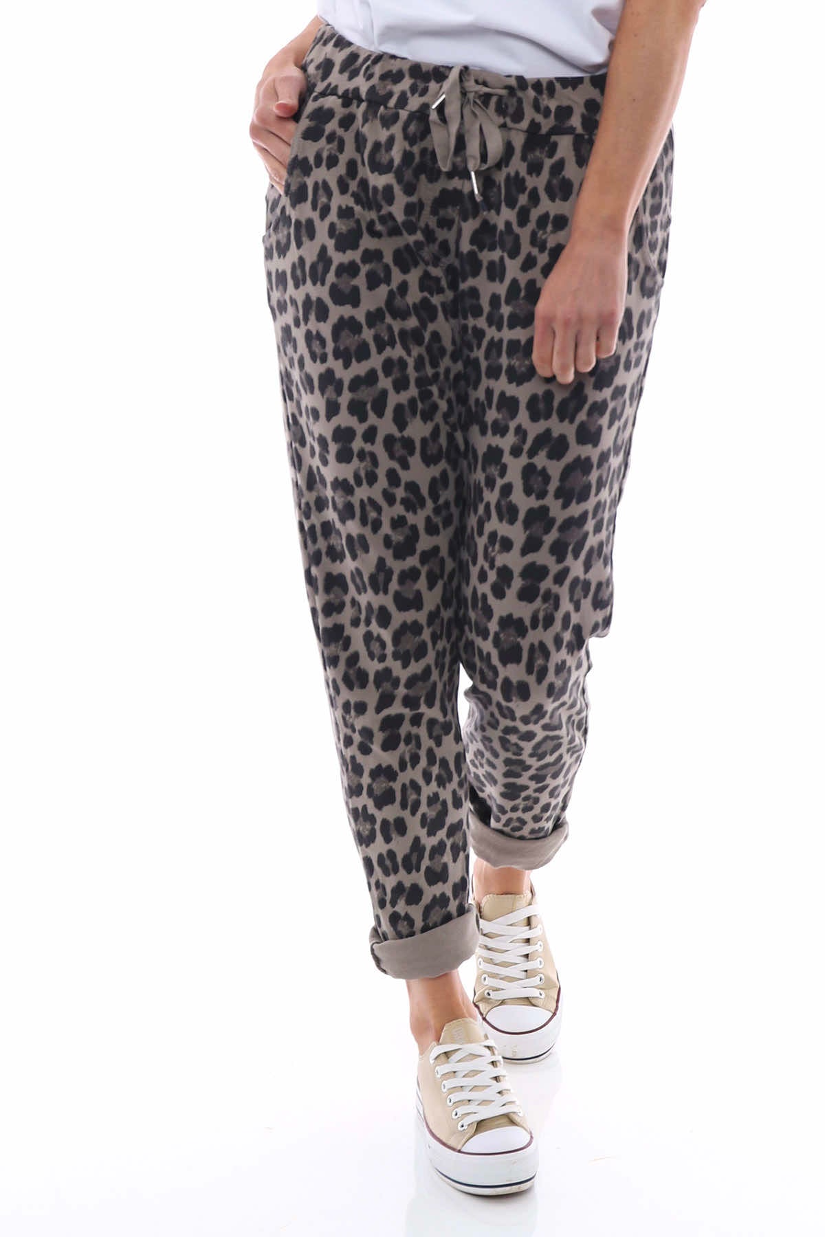 Minskip Leopard Print Jersey Pants Mocha