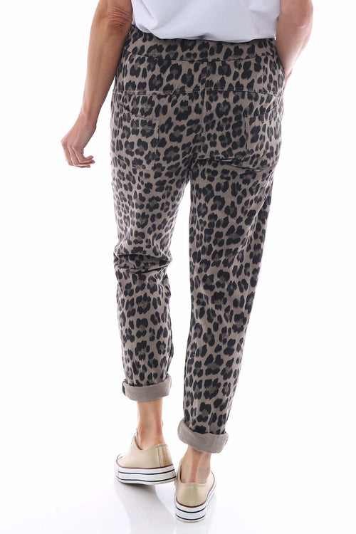 Minskip Leopard Print Jersey Pants Mocha - Image 6