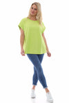 Rebecca Rolled Sleeve Top Lime