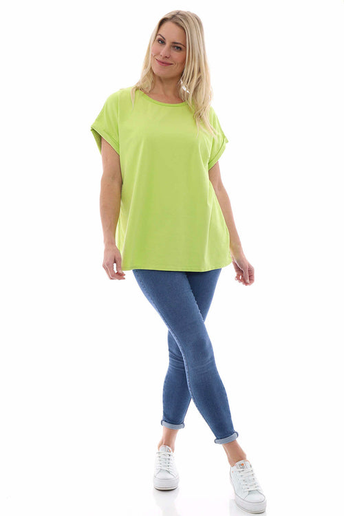 Rebecca Rolled Sleeve Top Lime - Image 1