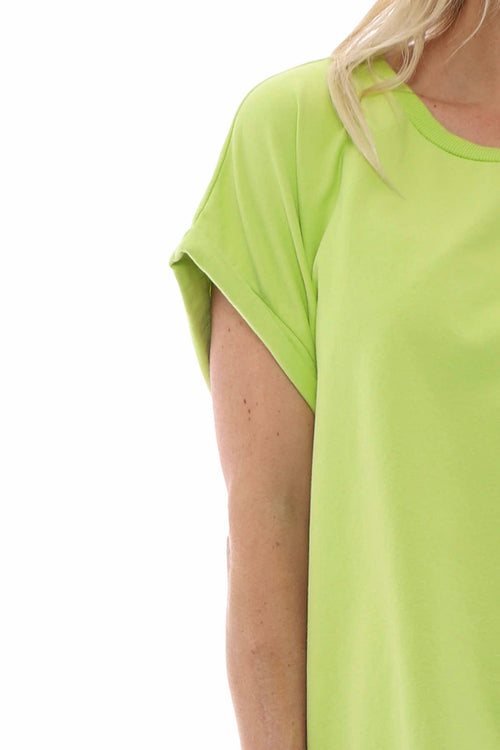 Rebecca Rolled Sleeve Top Lime - Image 3
